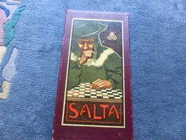 SALTA,Brettspiel um 1900,Litho,Holz-Sonne/Mond/Sterne,Karton