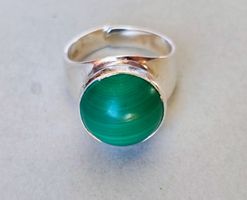 Bague de créateur Andrea Hanna Baier - argent & malachite