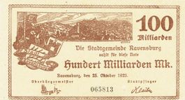 Ravensburg 100 Mrd Mark 25.10.1923 VZ+-VZ++