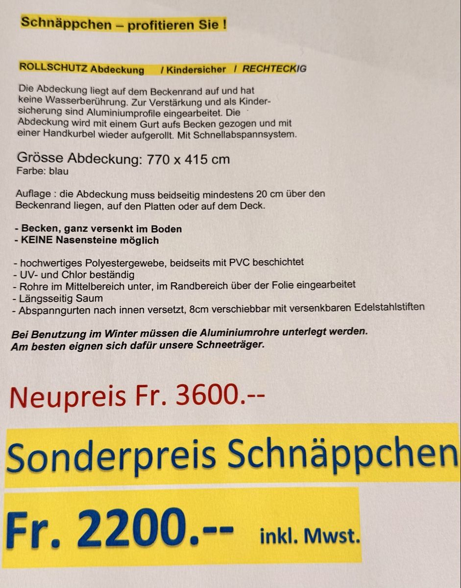 Piscine: Schwimmbad Abdeckung Kinder-Sicher 770x415cm – Nuovo (secondo la descrizione) da Hindelbank venduto da Rotaniger 1