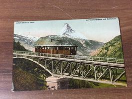 Alte Ansichtskarte Matterhorn mit Findelenbrücke