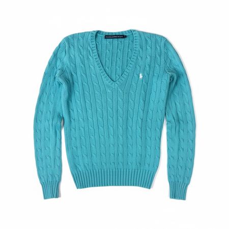 Pull en maille Torsadé bleu Ralph Lauren Col V - S Femme #35