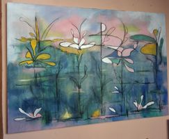 Gemälde Seerosentraum handmade 70×100