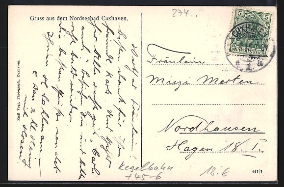Cartoline postali: Cuxhaven, Restaurant Stadthalle, Kegelba – Usato da Berlin venduto da bartko-reher 1