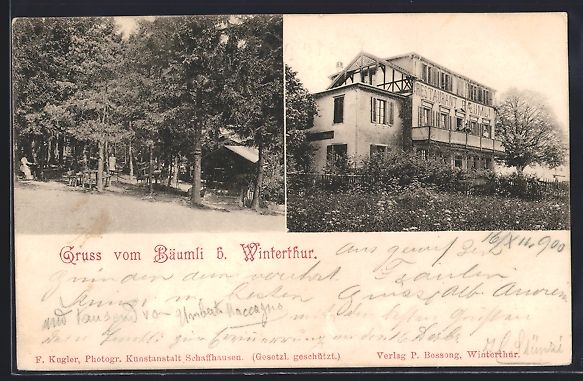 Cartoline postali: Winterthur, Restaurant Bäumli, Garten – Usato da Berlin venduto da bartko-reher