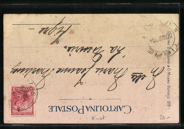 Cartoline postali: sign. Giovanni Mataloni: Mann mit Gehsto – Usato da Berlin venduto da bartko-reher 1