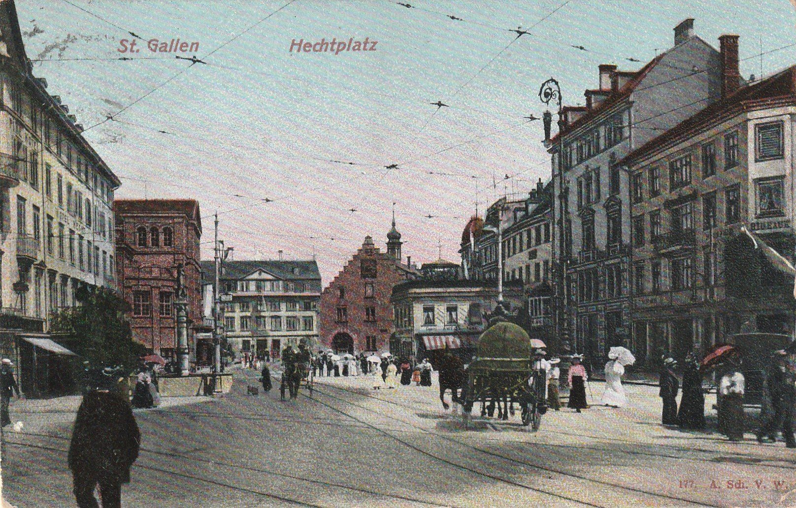 Ansichtskarten: St.Gallen-Hechtplatz - 1905 – Gebraucht aus uttwil von Koehlerfred
