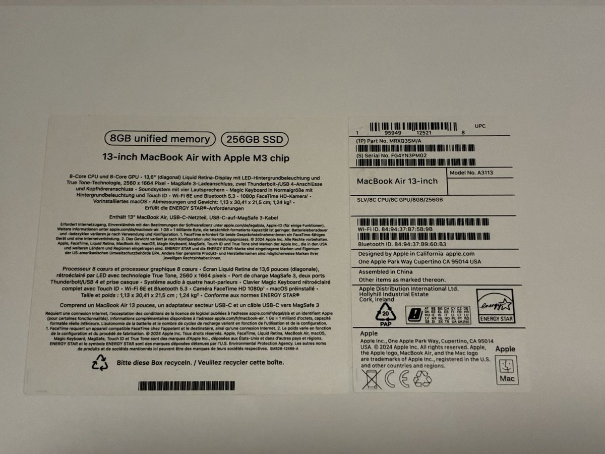 Apple Notebook: MACBOOK AIR 13 M3 2024 – Nuovo (secondo la descrizione) da Urdorf venduto da Lija.x 1