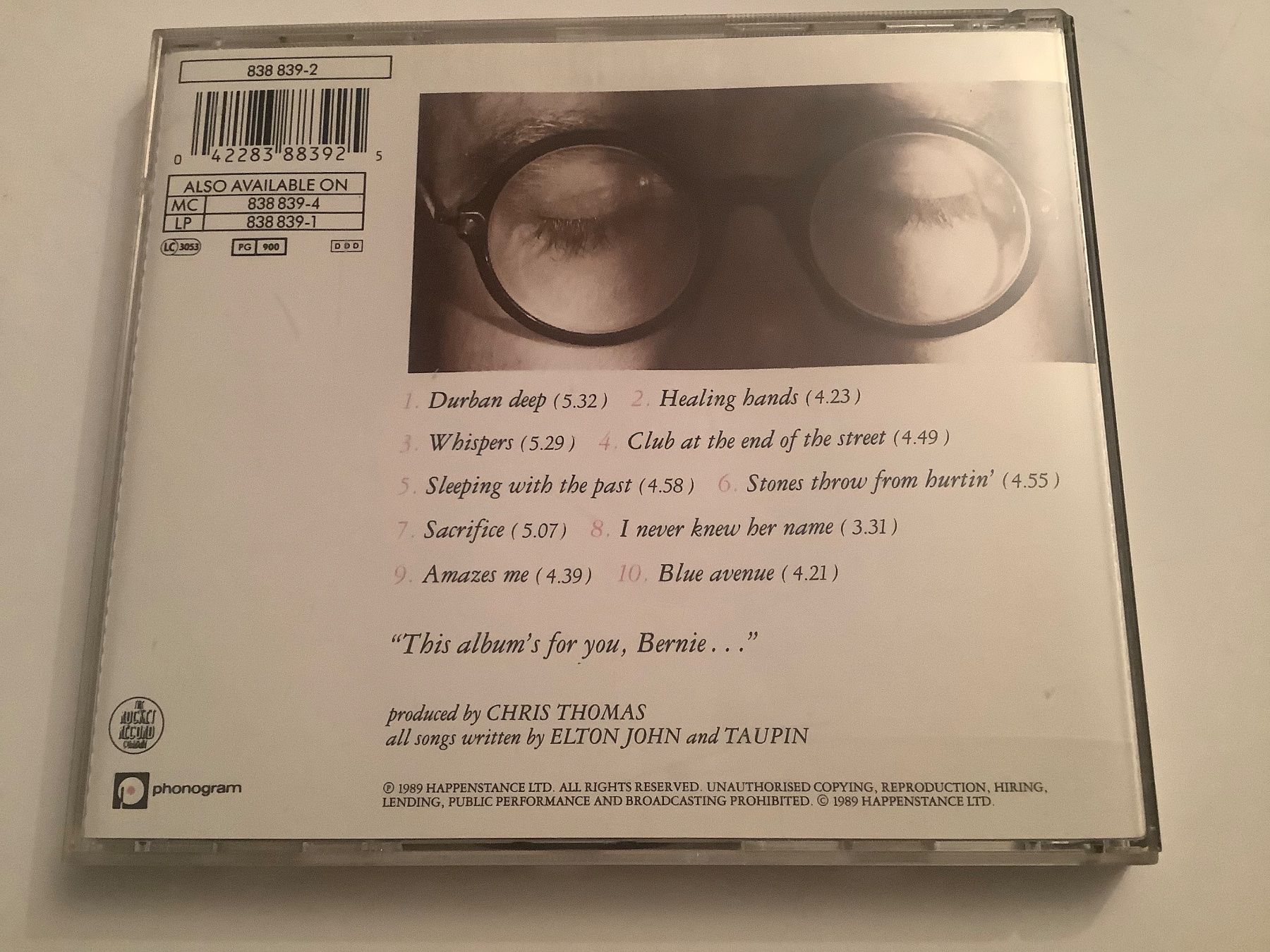 CD: Elton John / sleeping with the past / 1989 – Usato da Dübendorf venduto da Shreck 1