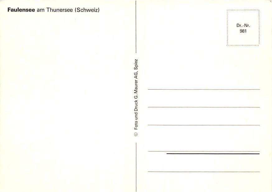 Ansichtskarten: BE - Faulensee am Thunersee – Gebraucht aus Ottikon b.Kemptth. von Neptun1974 1