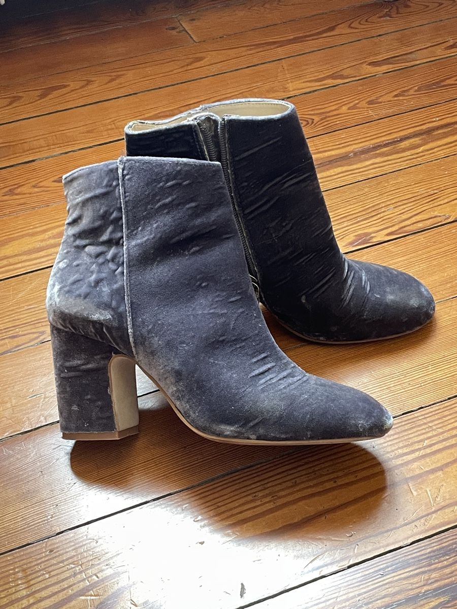 Zara Scarpe da donna: Stivaletti in velluto grigio blu – Usato da Zürich venduto da VFC161 1