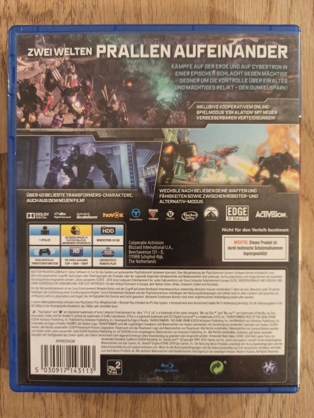 Spiele: Transformers The Dark Spark PS4 / PS5 – Gebraucht aus Oberweningen von mar_87mx 1