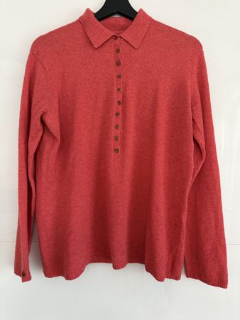100% Kaschmirpullover/Polo in korallenrot 