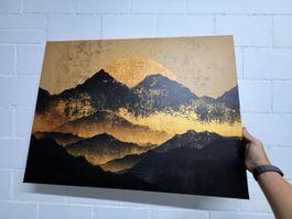 Wandbild Bergmotiv Gold und Schwarz neu