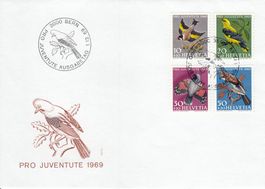 1969 Pro Juventute Einheimische Vögel 3 FDC