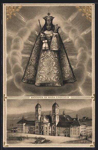 Cartoline postali: Einsiedeln, Kloster mit Walfahrtskirche  – Usato da Berlin venduto da bartko-reher