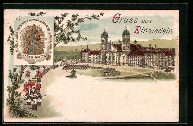 Ansichtskarten: Präge-Künstler-AK Einsiedeln, Kloster  – Gebraucht aus Berlin von bartko-reher