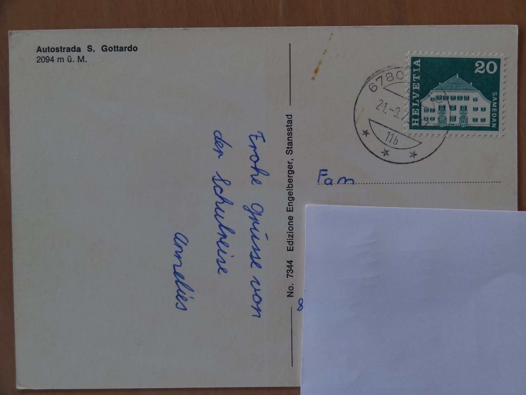 Ansichtskarten: Route du col du Saint-Gothard - 1973 – Gebraucht aus St Léonard von Riglin 1