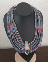Collier Bunt Perlen mehrreihig mit Anhänger 