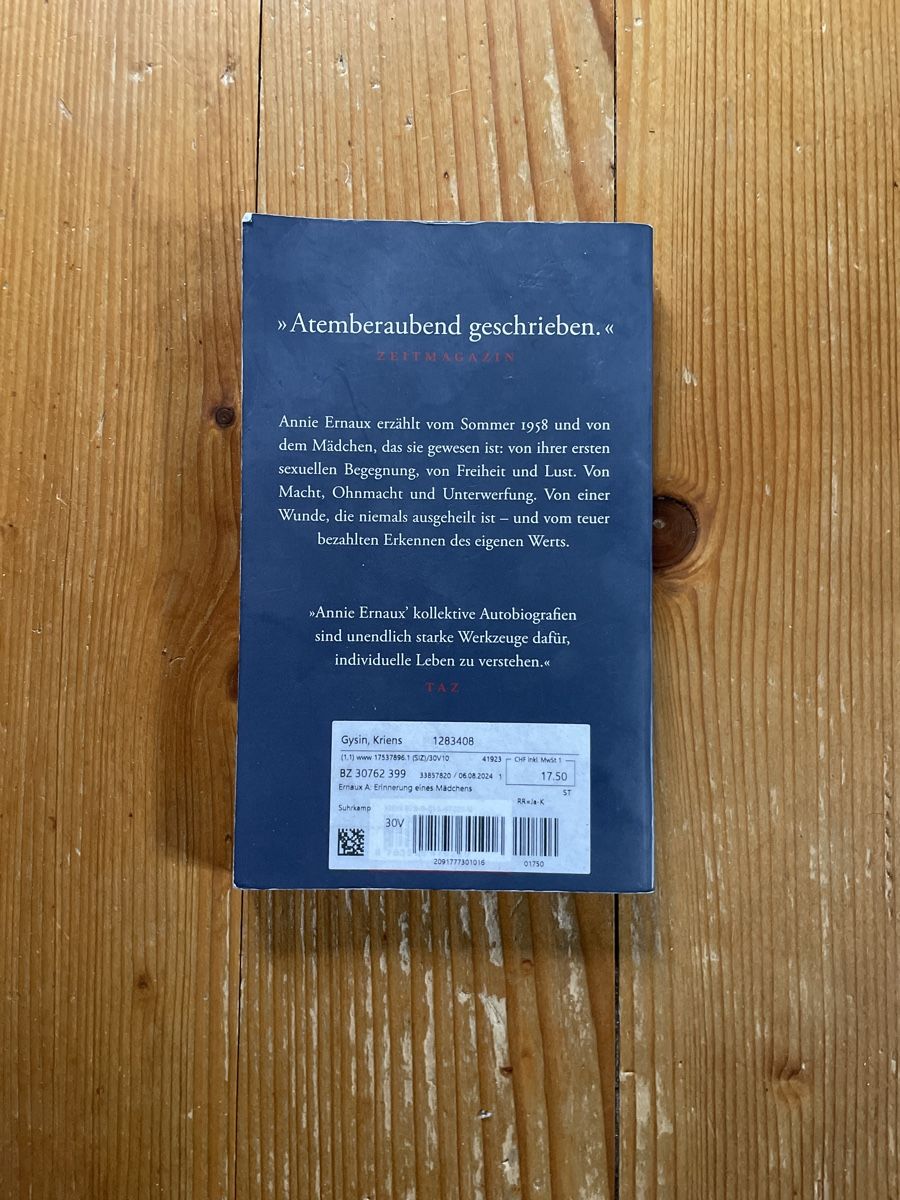 Libri: Annie Ernaux - Erinnerung eines Mädchens – Usato da Kriens venduto da Brunneti 1