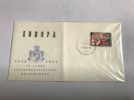 briefmarke, ganzsache 2.8.1962, liechtenstein