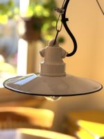 Vintage Emaille Lampe - Pendelleuchte - Weiss