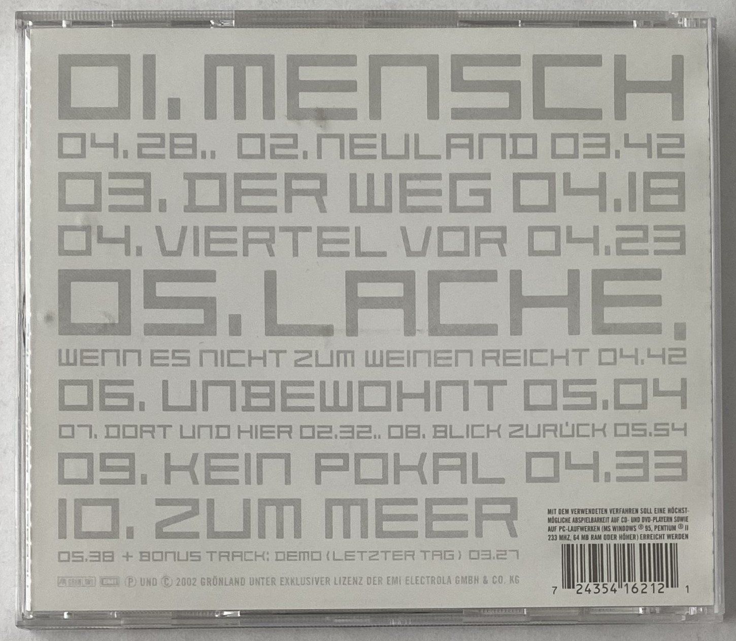 CD: Herbert Grönemeyer, Mensch – Usato da Flums venduto da Asquillo 1