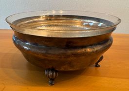 Antike Silberschale / Jardinière mit Glasplatte, Dekoschale