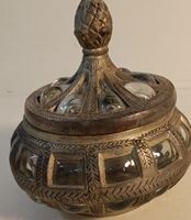 Zuckerdose Antik mit Glasfenstern (nov50)