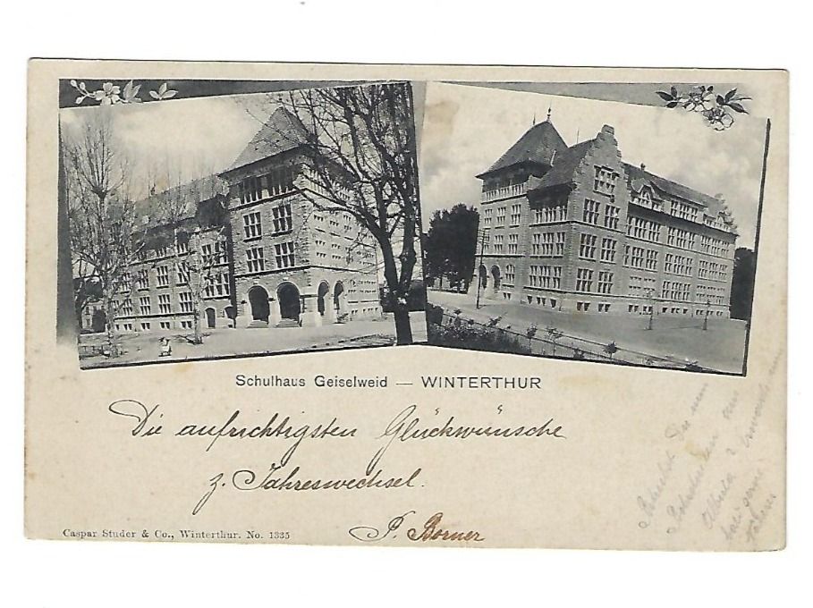 Cartoline postali: CH, 2 Ansichtskarten von Winterthur 1902 und 1903 – Usato da Hinteregg venduto da McCharly01 1