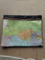 Vintage Clutch/Tasche mit Landkarte-Motiv, Unikat!