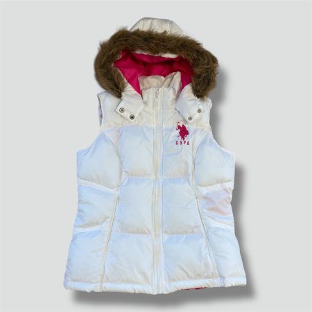 US Polo Assn white fur puffer vest vintage (ralph lauren) gi