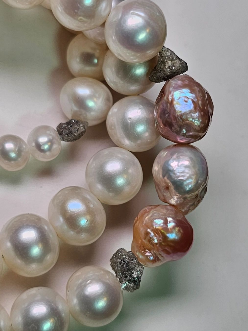 Catenine: Rohdiamanten Perlenkette Kette Perlen Edison 925 echt Silber – Nuovo (secondo la descrizione) da Riedt b. Erlen venduto da Gottestraene 2
