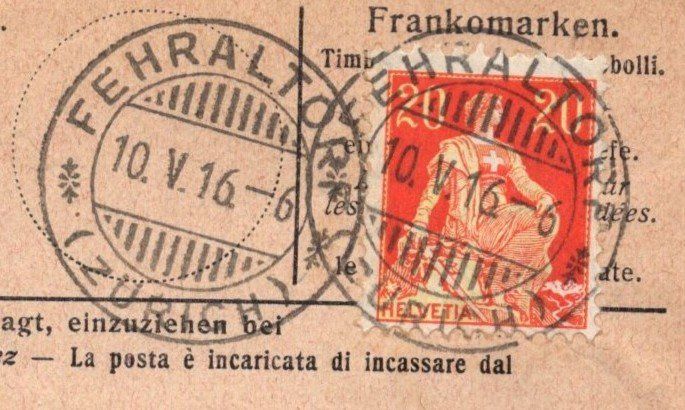 Tutti i francobolli: FEHRALTORF, 10.V.16  Einzugsmandat – Usato da Aarau venduto da kufi44 1
