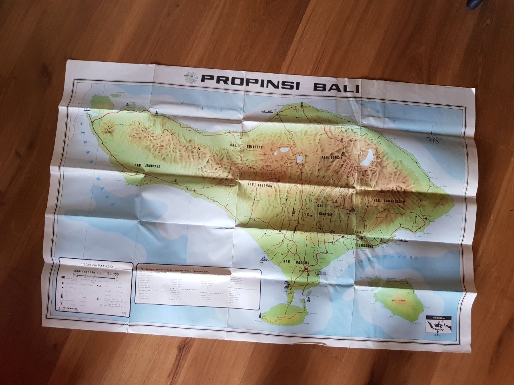 Landkarten & Atlanten: Land Karte 1981 Propinsi Bali – Gebraucht aus Walterswil BE von Lonitti 1