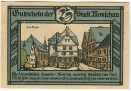 Notgeld "25 Pfennig.  Monschau 1921"