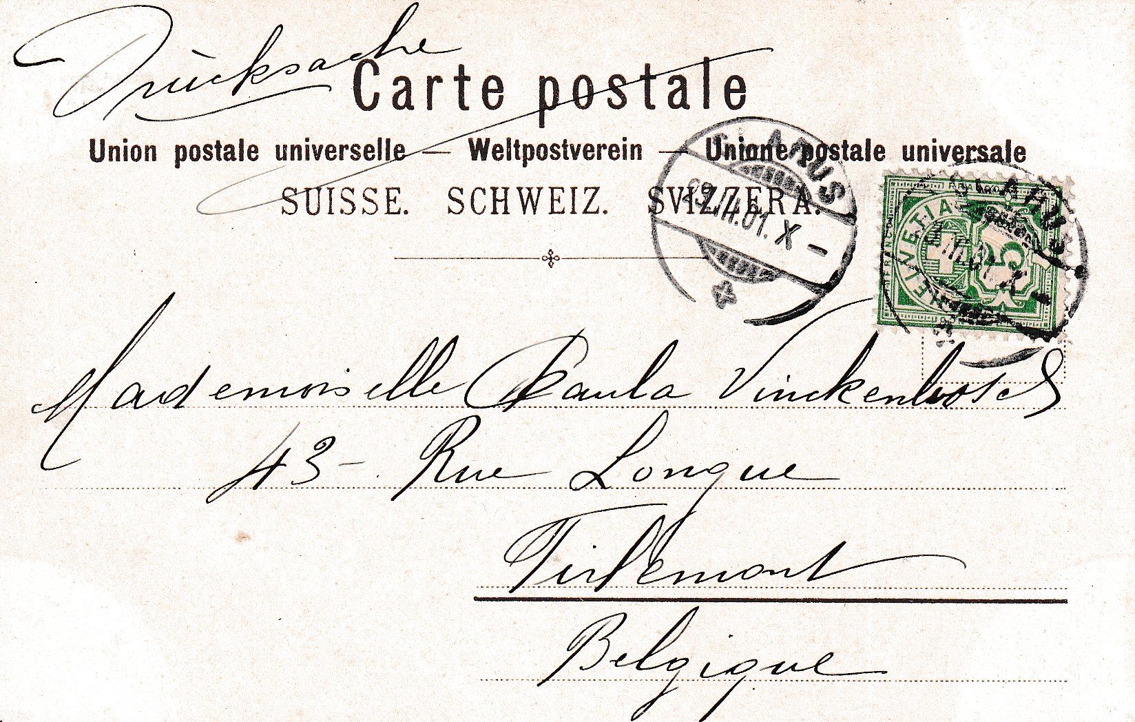 Cartoline postali: Glarus   GL   und Neue Post      -   LITHO    um 1901 – Usato da Brig venduto da Valcards54 1