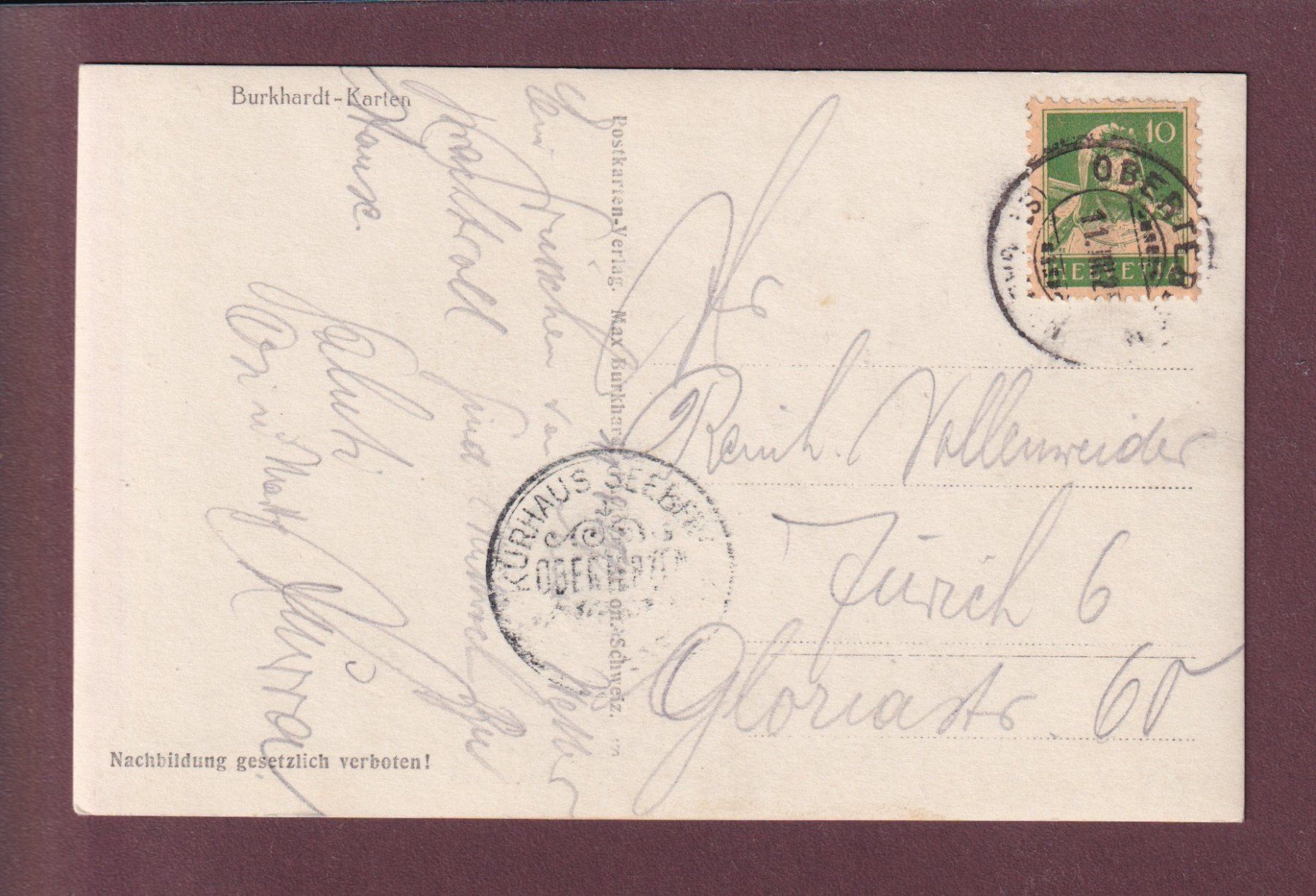 Cartoline postali: OBERTERZEN - Kurhaus Seeberg - 1925 – Usato da Pully venduto da nicecards 1