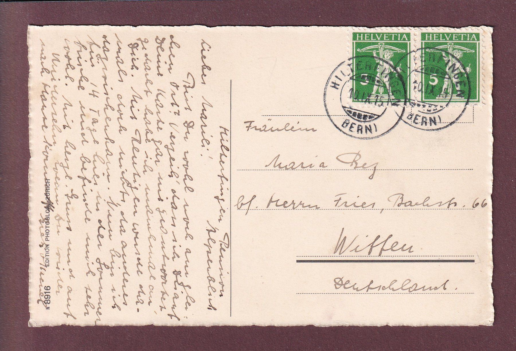 Cartoline postali: SCHERZLIGEN - Niesen - 1915 – Usato da Pully venduto da nicecards 1