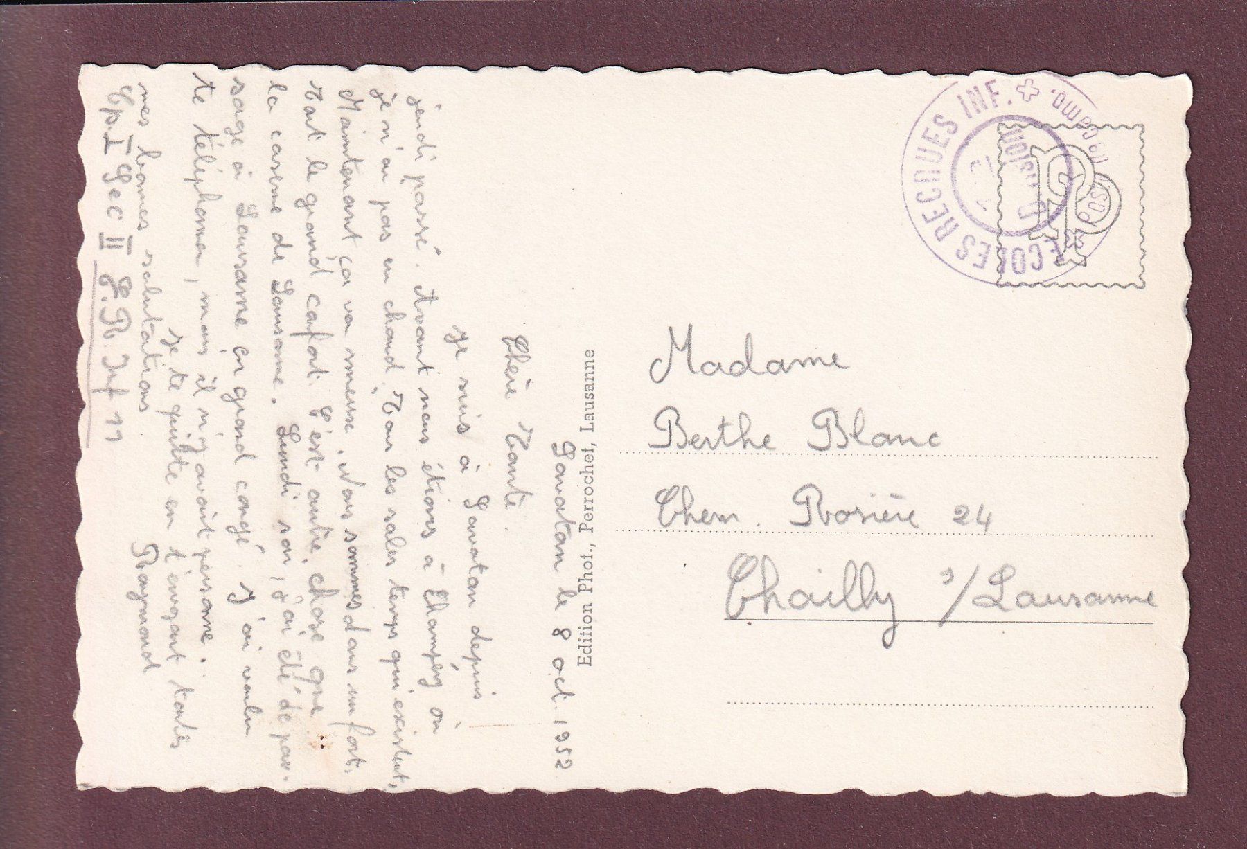 Cartes postales: ST. MAURICE - 1952 Feldpost – D'occasion à Pully par nicecards 1
