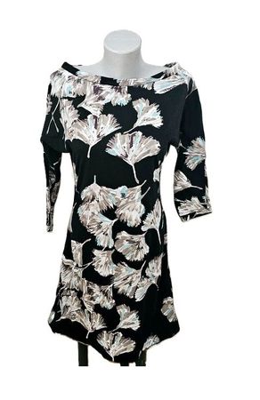 Elegantes Kleid mit Ginko Blatt-Muster Gr. S