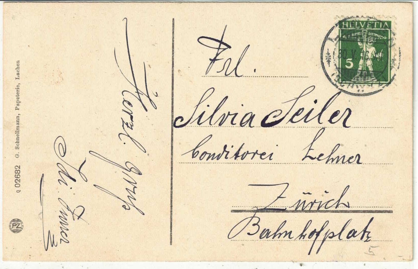 Cartoline postali: Lachen - Generalansicht - Litho – Usato da Ettingen venduto da Kartenplanet 1
