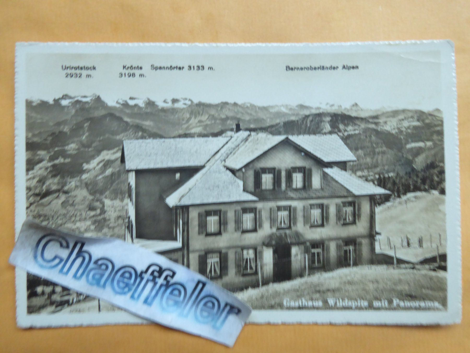 Cartoline postali: 1944 Gasthaus Wildspitz mit Panorama. – Usato da Zürich venduto da Chaeffeler