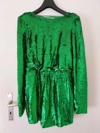 NA-KD Paillettenkleid grün mit Rückenausschnitt gebraucht