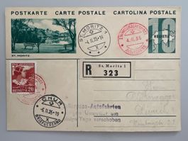 1935 Winteralpenpost Julierpost 10er Postkarte mit pass.Bild