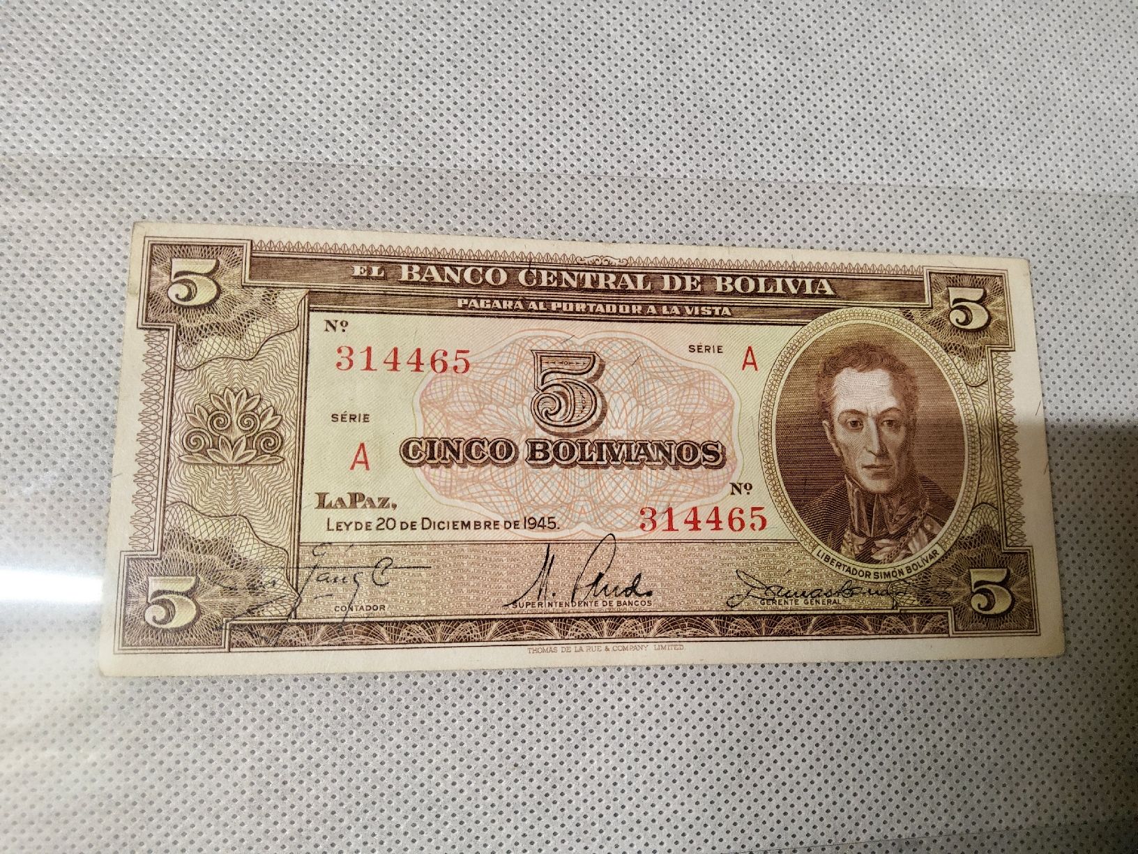 Banconote: Banknote Bolívia 1945 – Nuovo e nell'imballaggio originale da Herisau venduto da Nluanalucas
