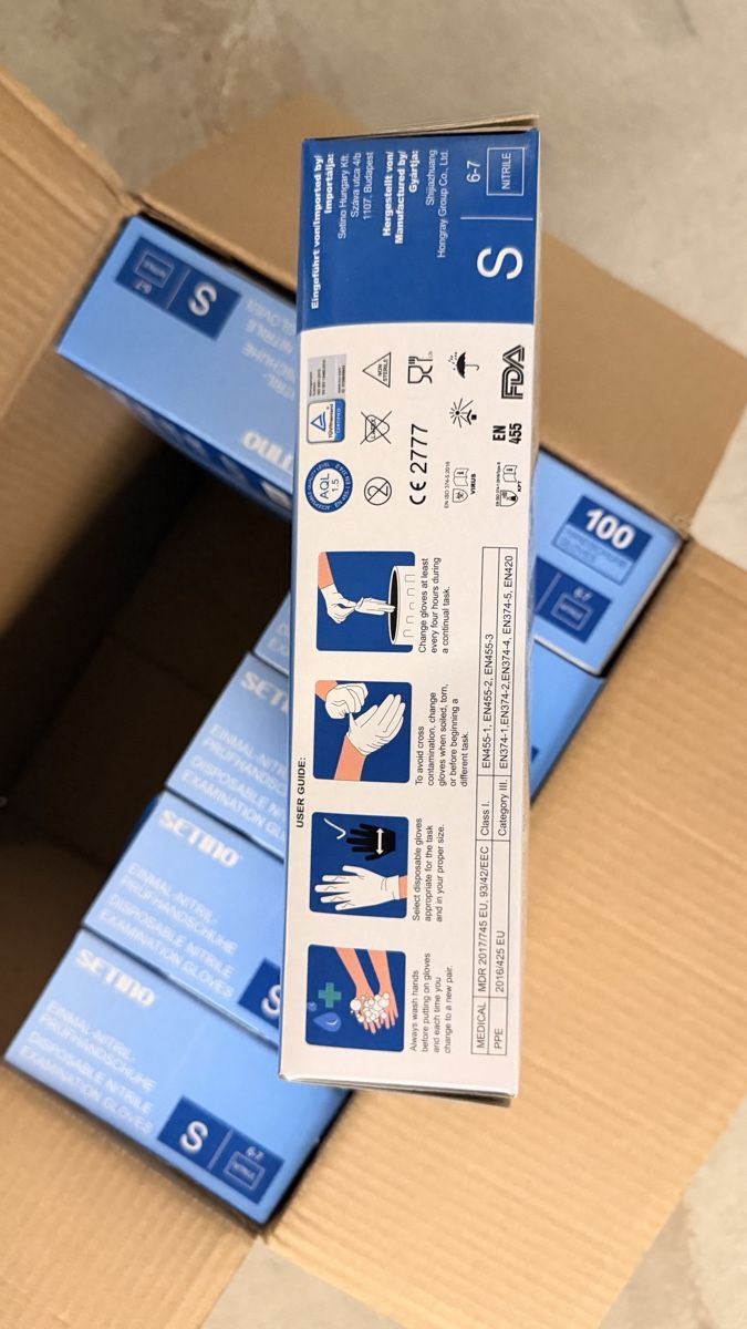 Gants & mitaines : SETIMO Einweg-Nitril-Prüfhandschuhe S  – Neuf avec emballage d'origine à Rotkreuz par perlengott 4