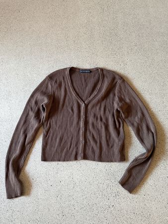 Gilet Brandy Melville brun en maille côtelée taille S