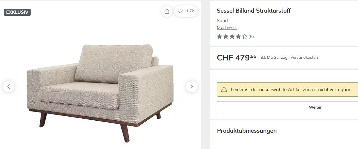 Sessel: Sessel  "Billund" (Strukturstoff Pari: Sand) – Gebraucht aus Einsiedeln von Perttunen23 4