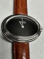 Vulcain Damenuhr Vintage, braunes Lederarmband